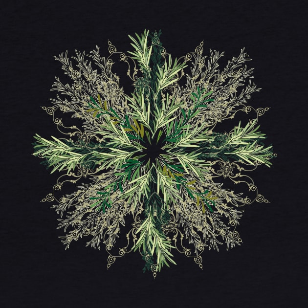 Mandala of Rosemary plant, herbal talisman by ariverde